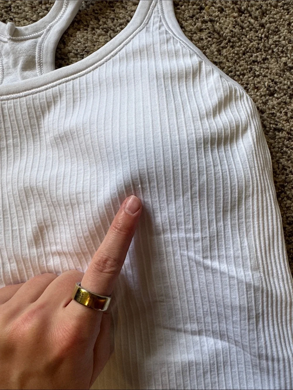 White Ribbed Racerback Lululemon Tank Top - Picture 2 of 3